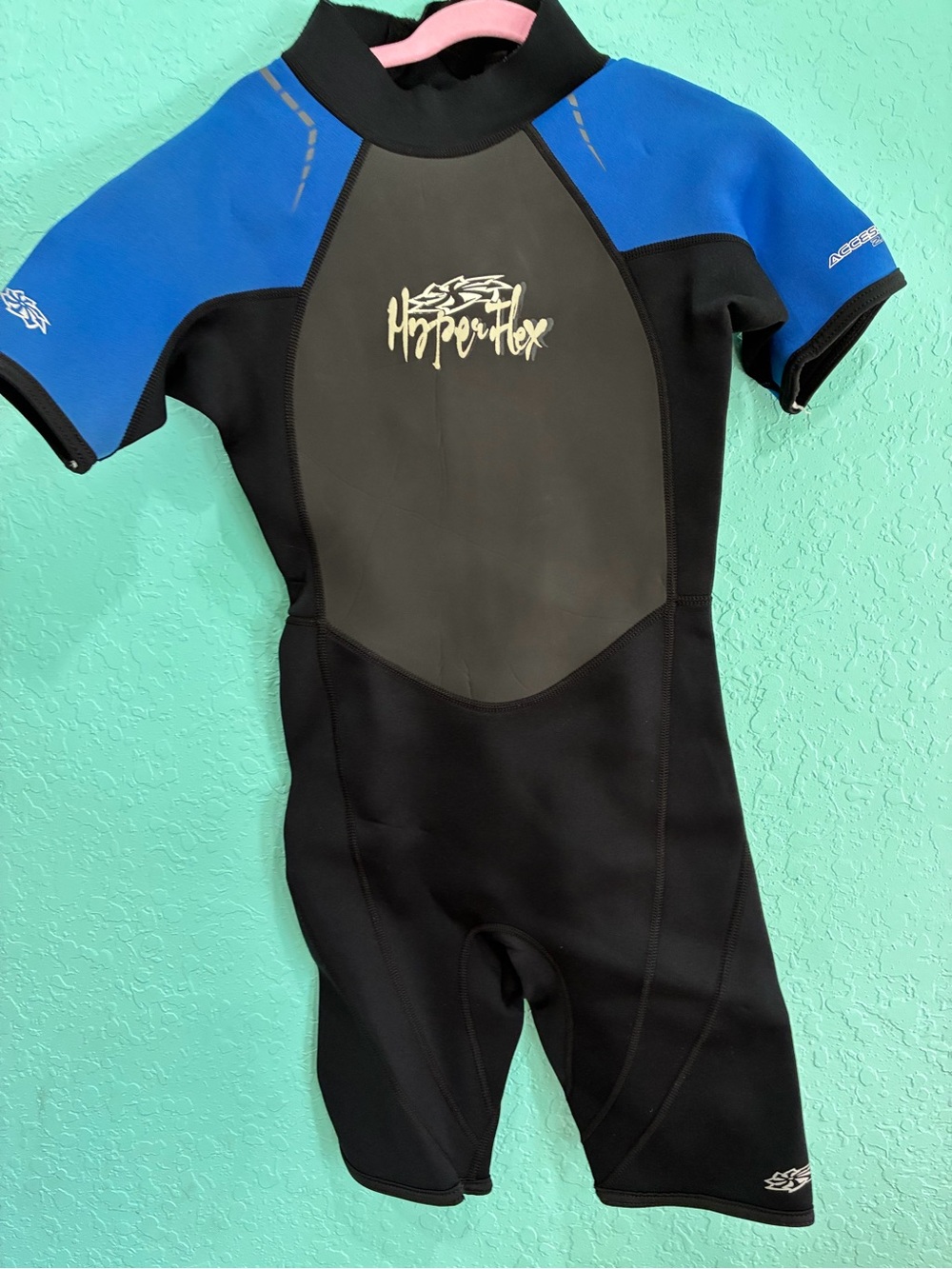 Kids Blue & Black Shorty Wetsuit - Youth Swim Hyperflex 12 snorkel dive boat